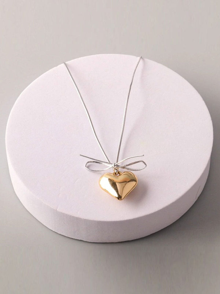 FASHION GOLD & SILVER HEART PENDANT NECKLACE