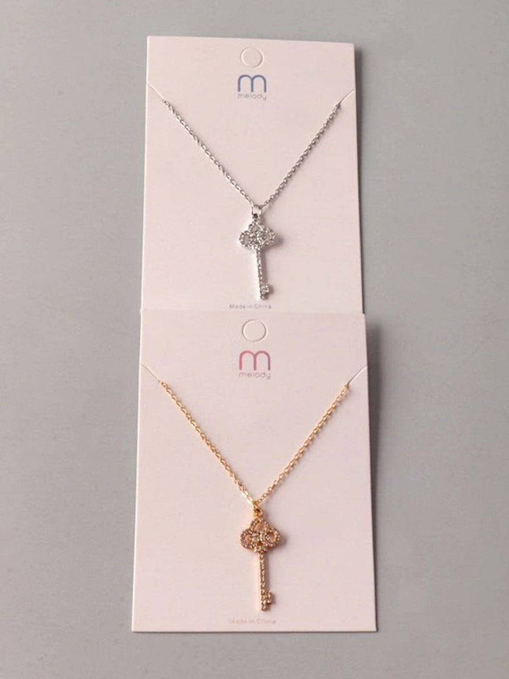 FASHION GOLD & SILVER KEY PENDANT NECKLACE