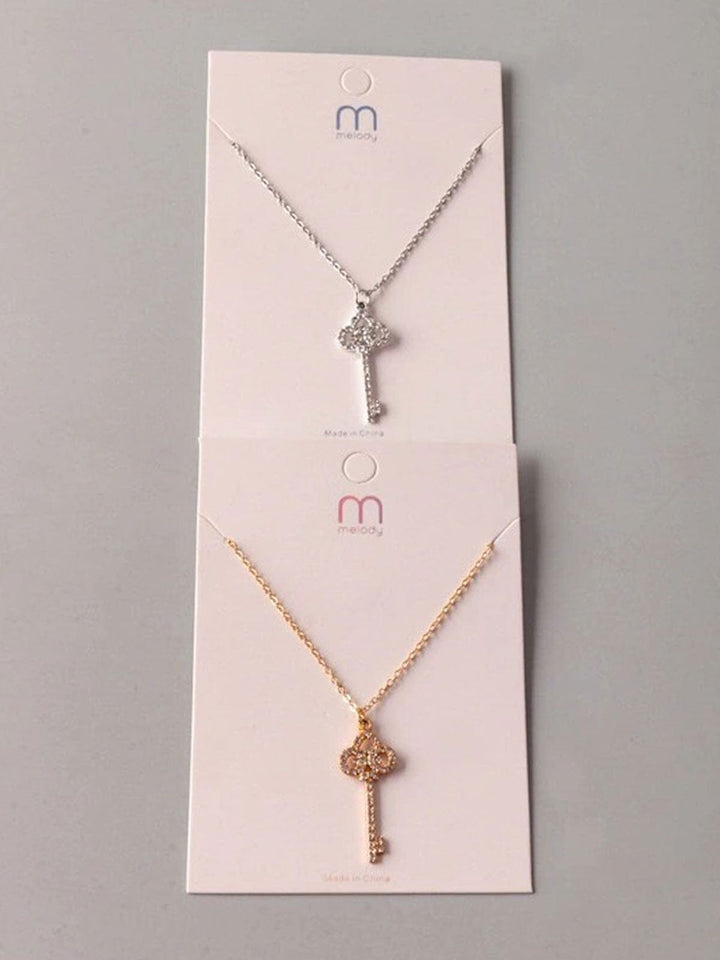 FASHION GOLD & SILVER KEY PENDANT NECKLACE