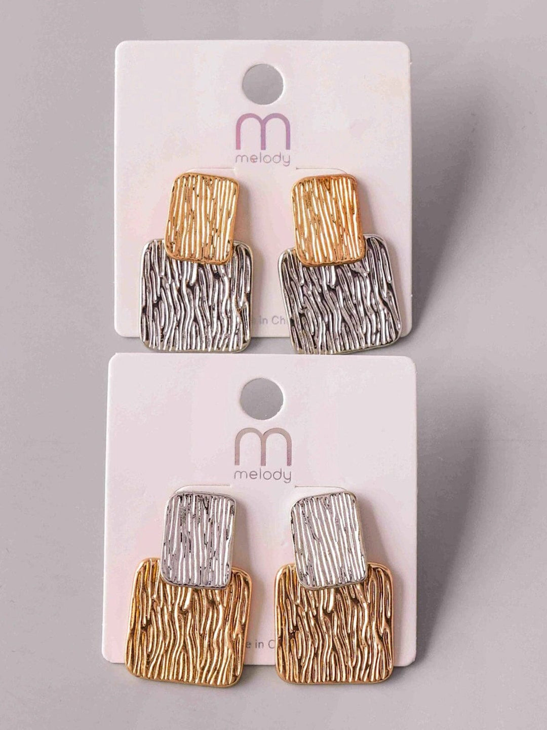 FASHION SILVER & GOLD HANGING EARRINGS