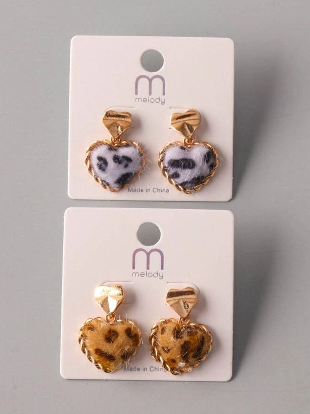 FASHION ANIMAL PRINT HEART EARRINGS