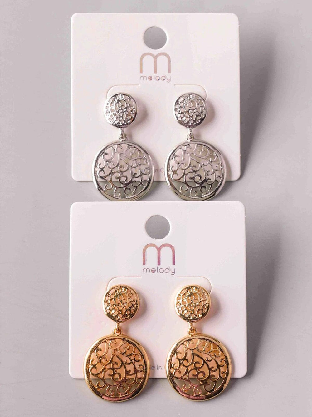 FASHION GOLD & SILVER HANGING EARRINGS