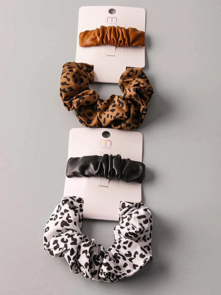 FASHION ANIMAL PRINT SCRUNCHIES & HAIR CLIP