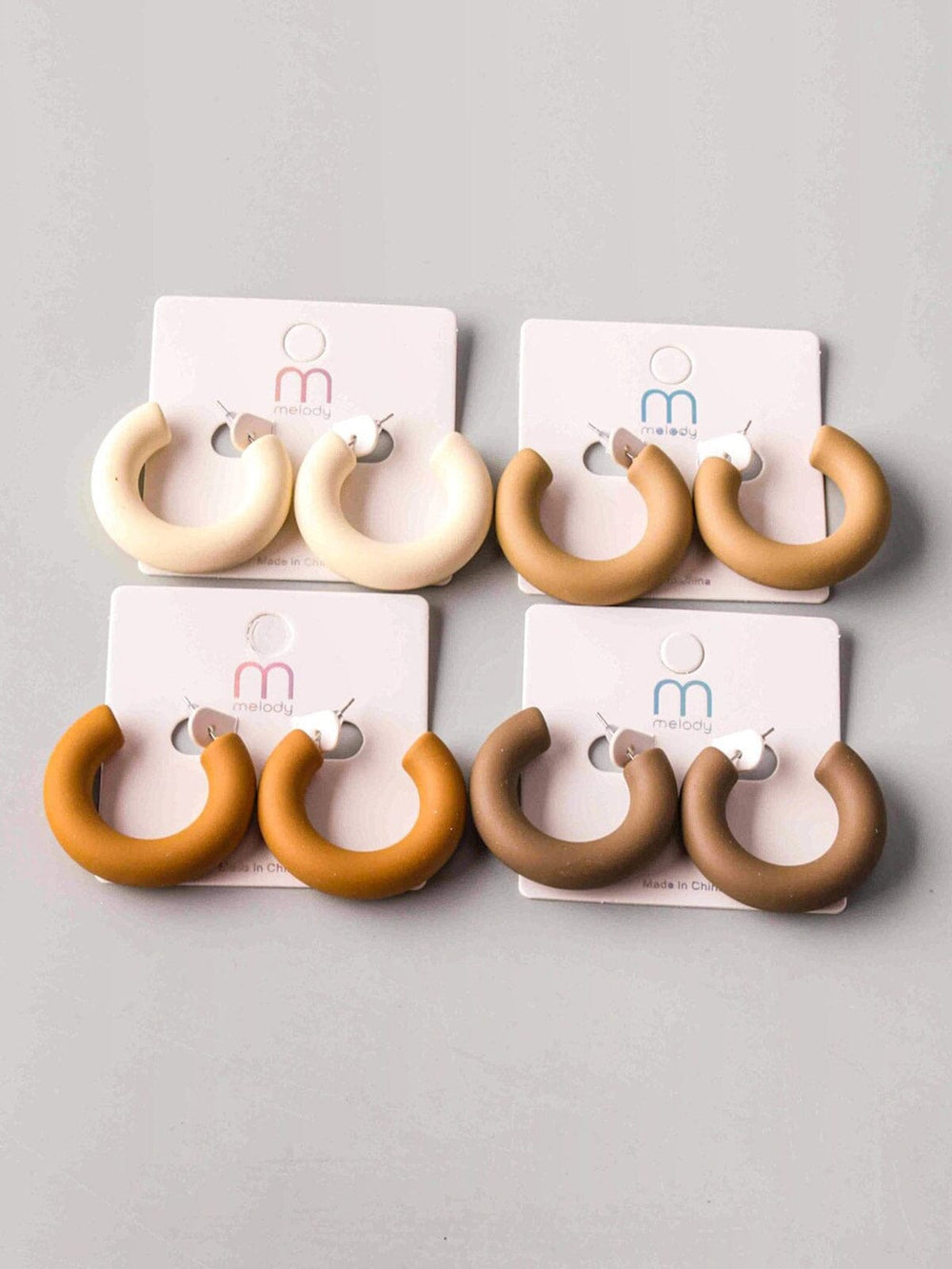 FASHION ASSORTED COLORS HALF HOOP EARRINGS