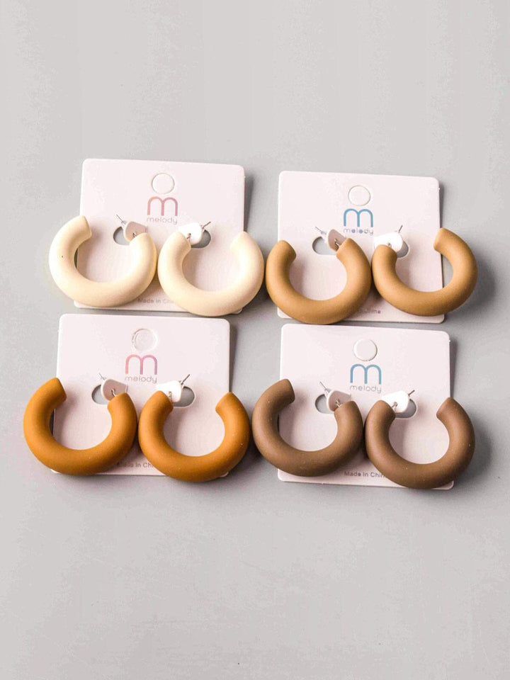 FASHION ASSORTED COLORS HALF HOOP EARRINGS
