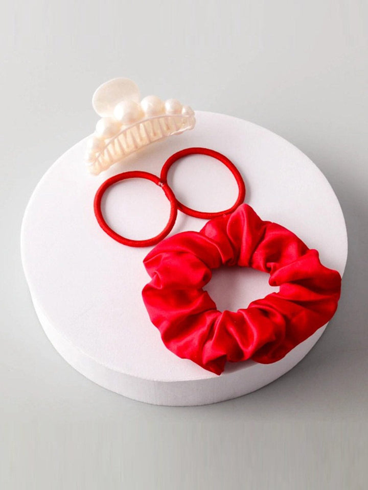 FASHION ASSORTED COLORS SCRUNCHIES & HAIR CLIPS SET