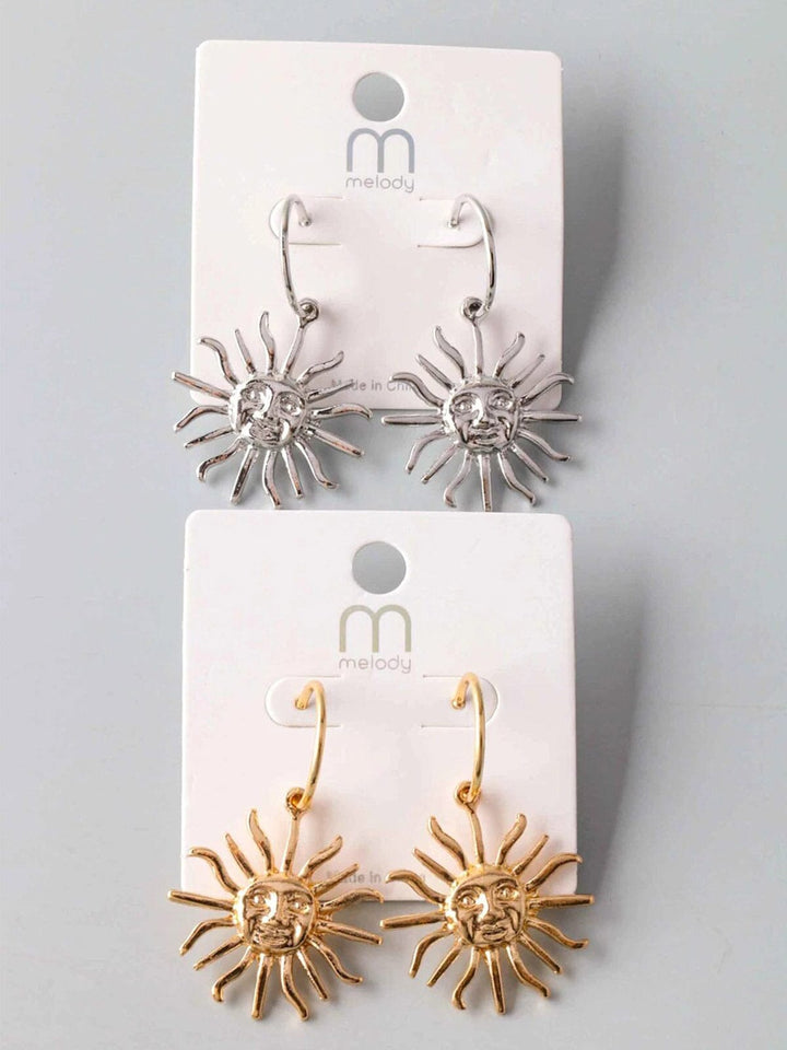 FASHION GOLD & SILVER SUN EARRINGS