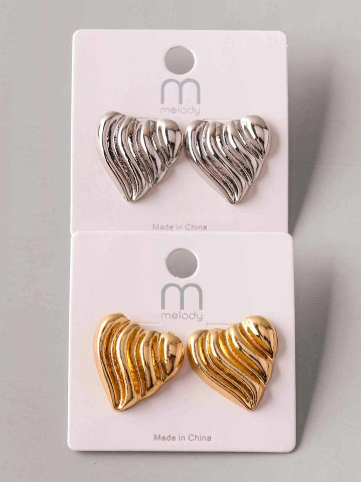 FASHION GOLD & SILVER HEART EARRINGS