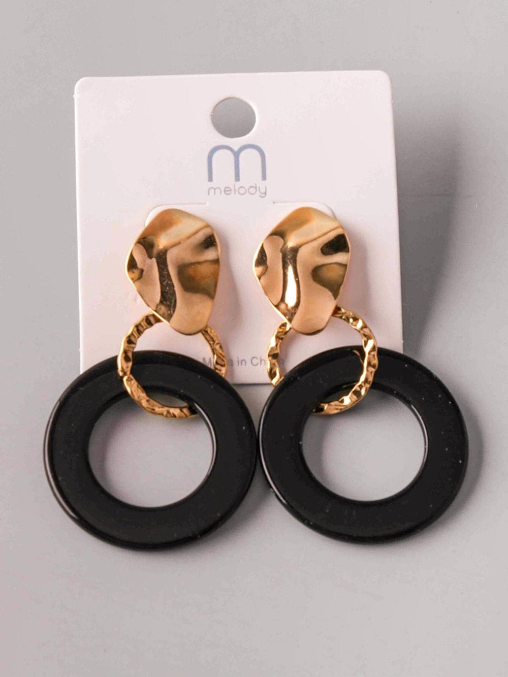 FASHION BLACK & GOLD HOOP EARRINGS