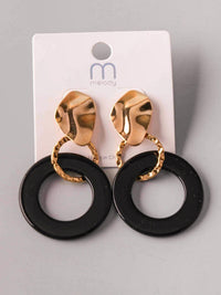 FASHION BLACK & GOLD HOOP EARRINGS