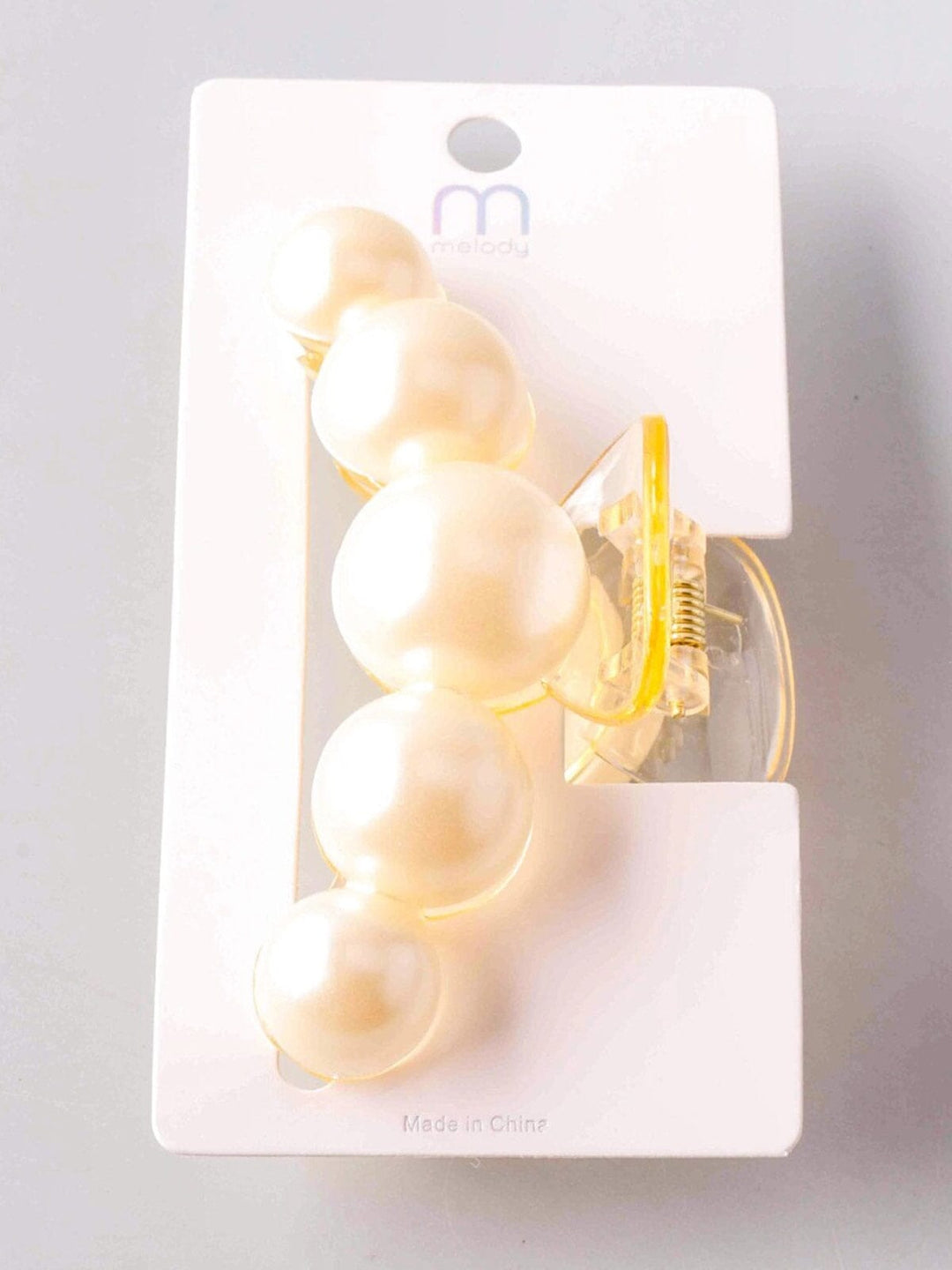 FASHION WHITE PEARL CLAW HAIR CLIPS