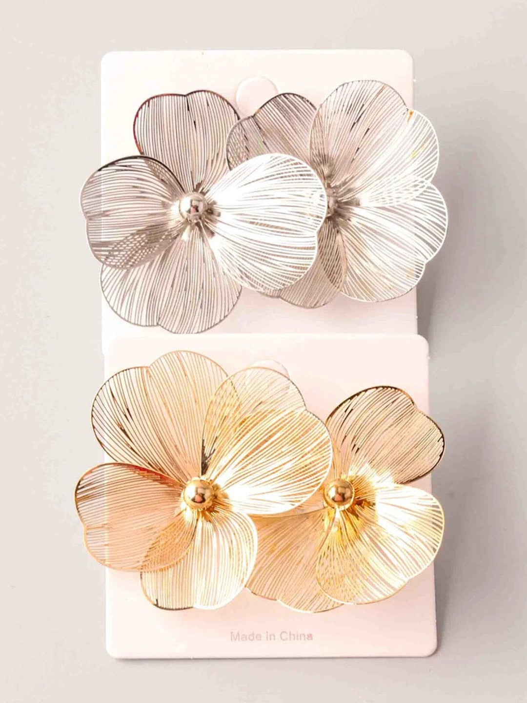FASHION GOLD & SILVER FLOWER EARRINGS