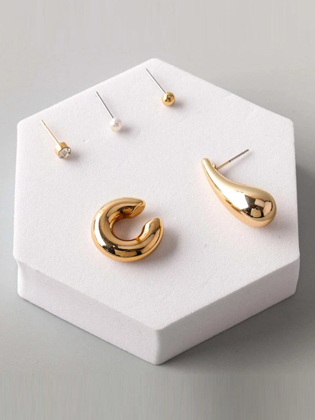 FASHION GOLD & SILVER 3 PAIR SET EARRINGS