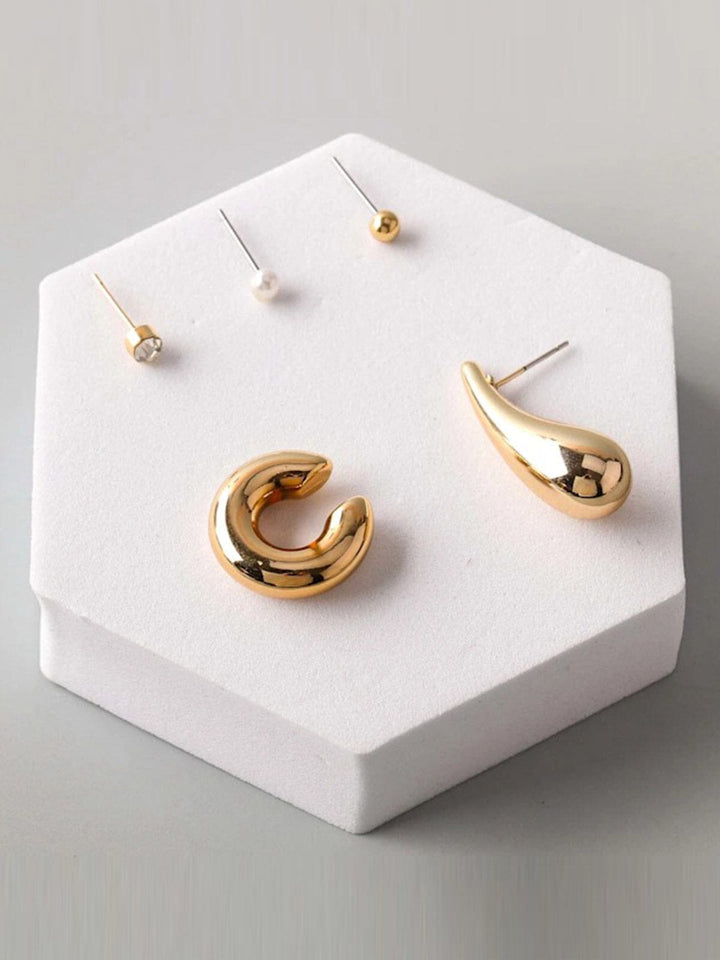 FASHION GOLD & SILVER 3 PAIR SET EARRINGS