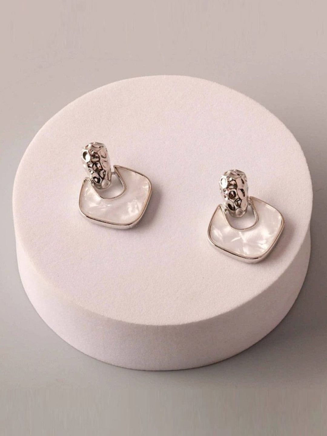 FASHION GOLD & SILVER MARBLE EARRINGS
