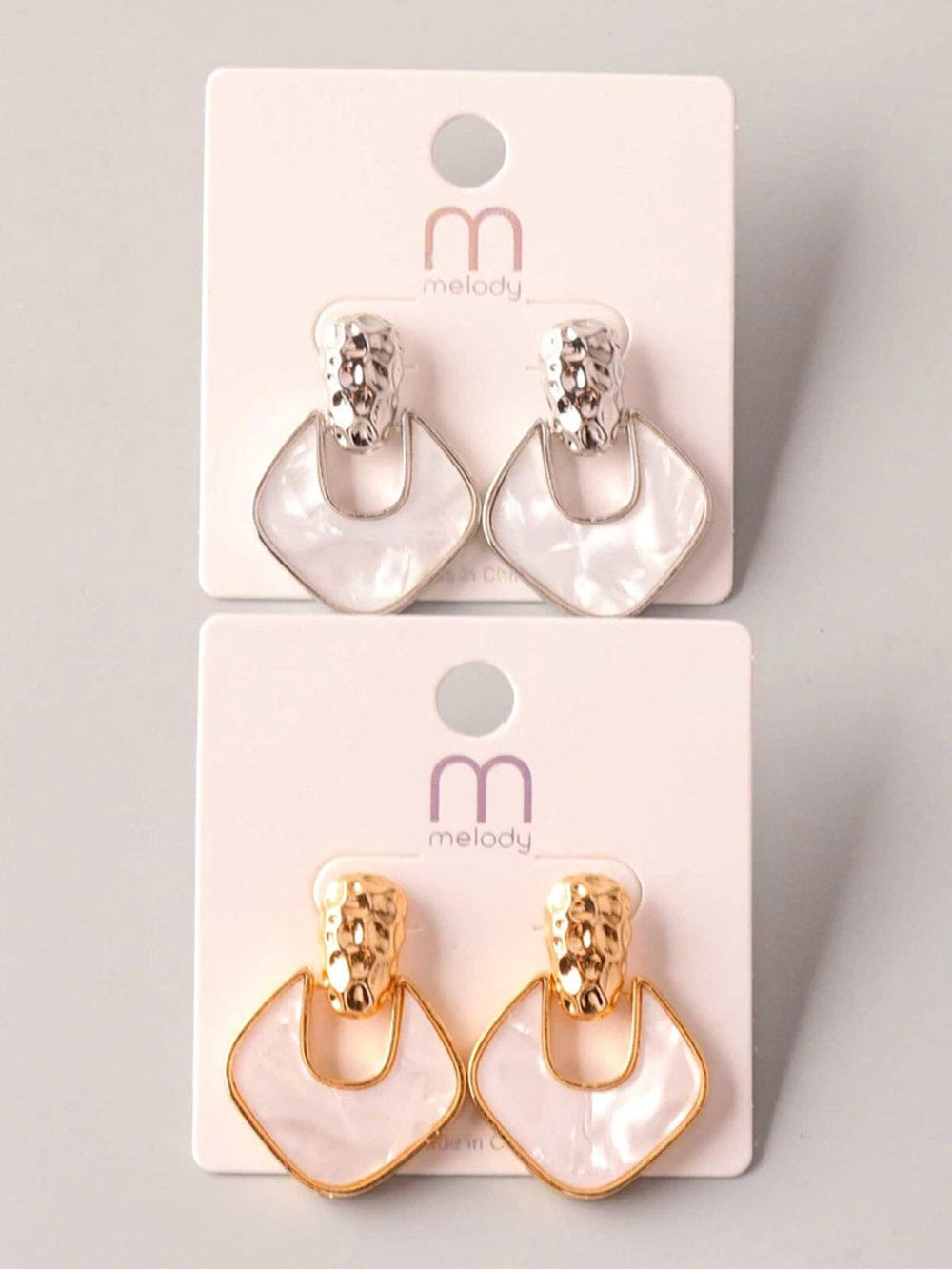 FASHION GOLD & SILVER MARBLE EARRINGS