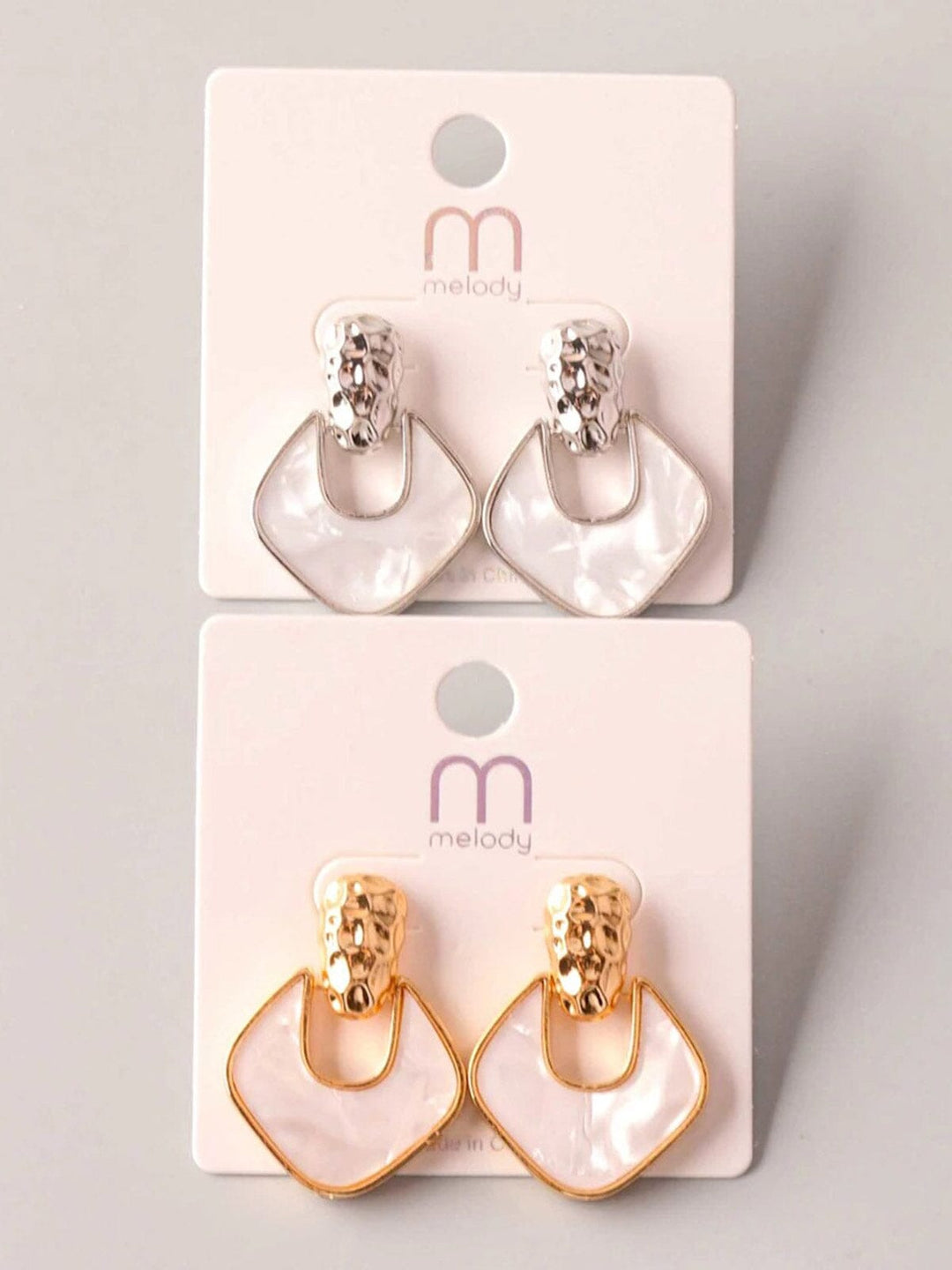 FASHION GOLD & SILVER MARBLE EARRINGS