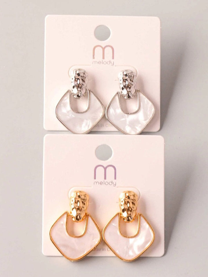 FASHION GOLD & SILVER MARBLE EARRINGS