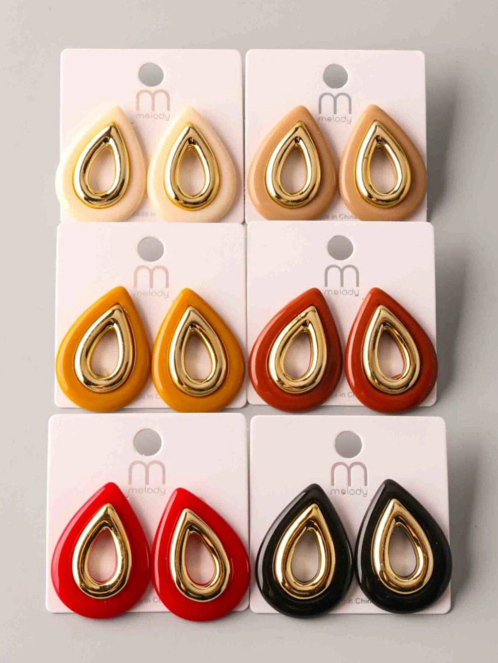 FASHION ASSORTED COLORS WATER DROP EARRINGS