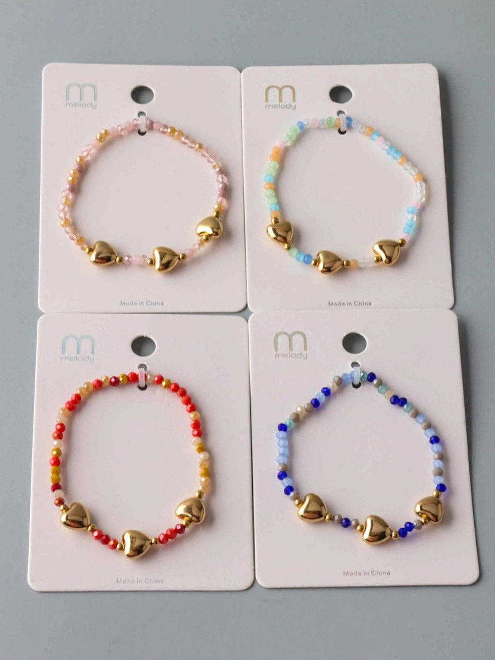 FASHION ASSORTED COLORS HEARTS BRACELET