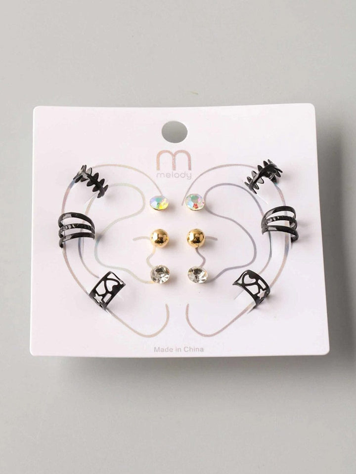 FASHION ASSORTED COLORS 6 PAIR SET EARRINGS