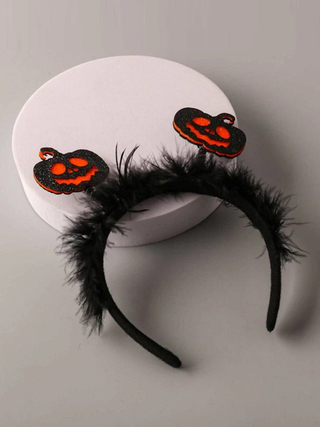 FASHION BLACK SPOOKY PUMPKIN FURRY HEADBAND