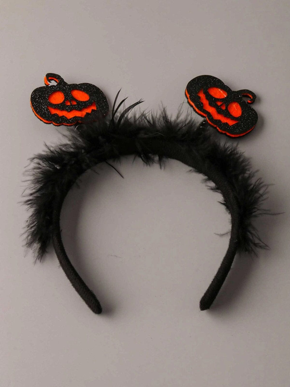 FASHION BLACK SPOOKY PUMPKIN FURRY HEADBAND