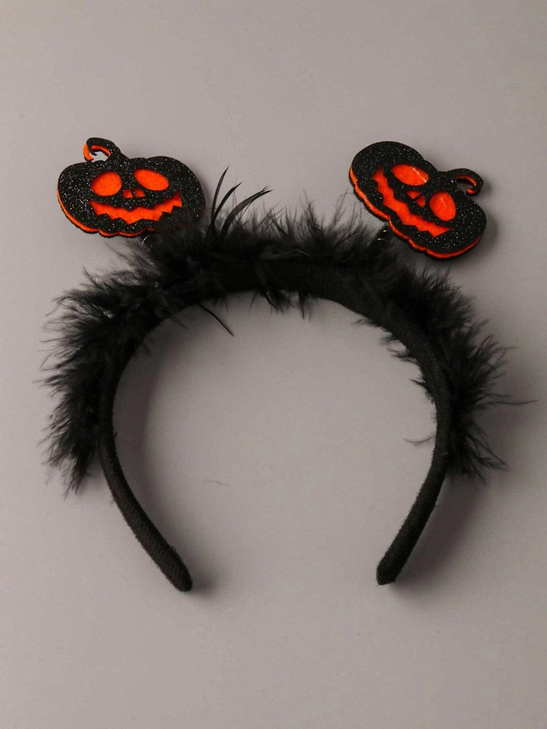FASHION BLACK SPOOKY PUMPKIN FURRY HEADBAND