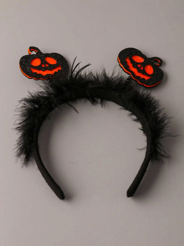 FASHION BLACK SPOOKY PUMPKIN FURRY HEADBAND
