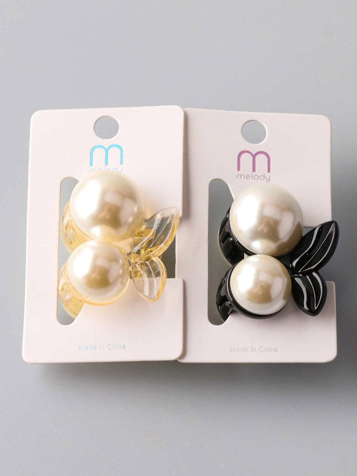FASHION WHITE PEARL CLAW HAIR CLIPS