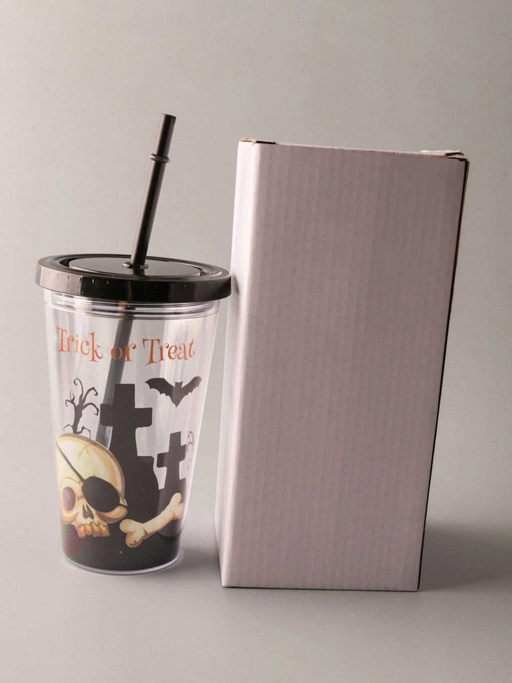 HALLOWEEN TRICK OR TREAT CUP WITH LID AND STRAW