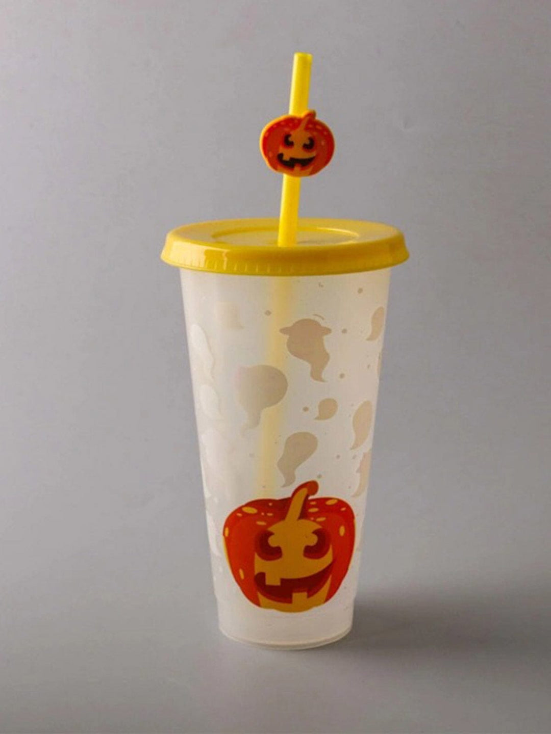 HALLOWEEN SPOOKY PUMPKIN CUP WITH LID AND STRAW
