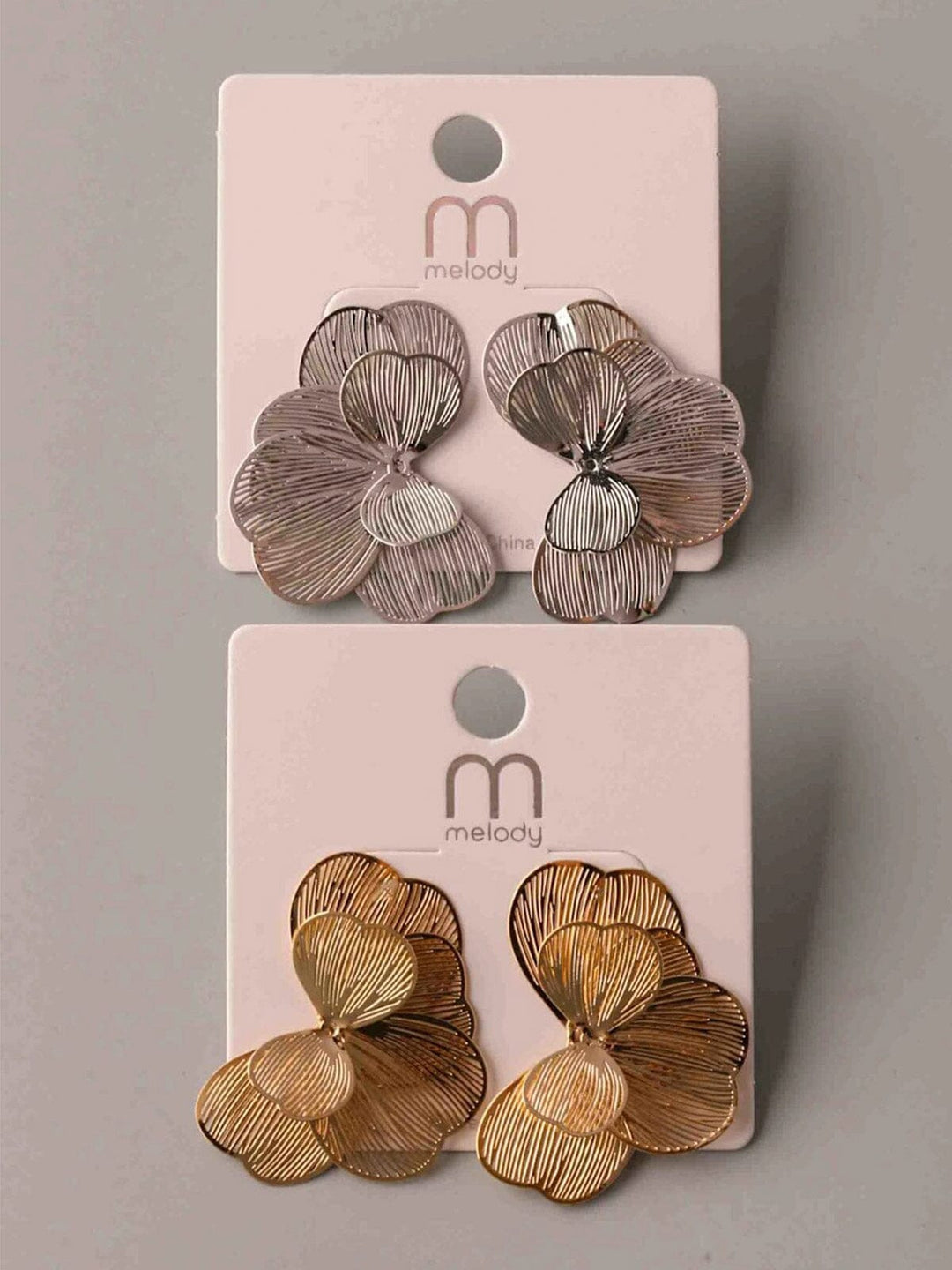 FASHION GOLD & SILVER BUTTERFLY FLOWER EARRINGS