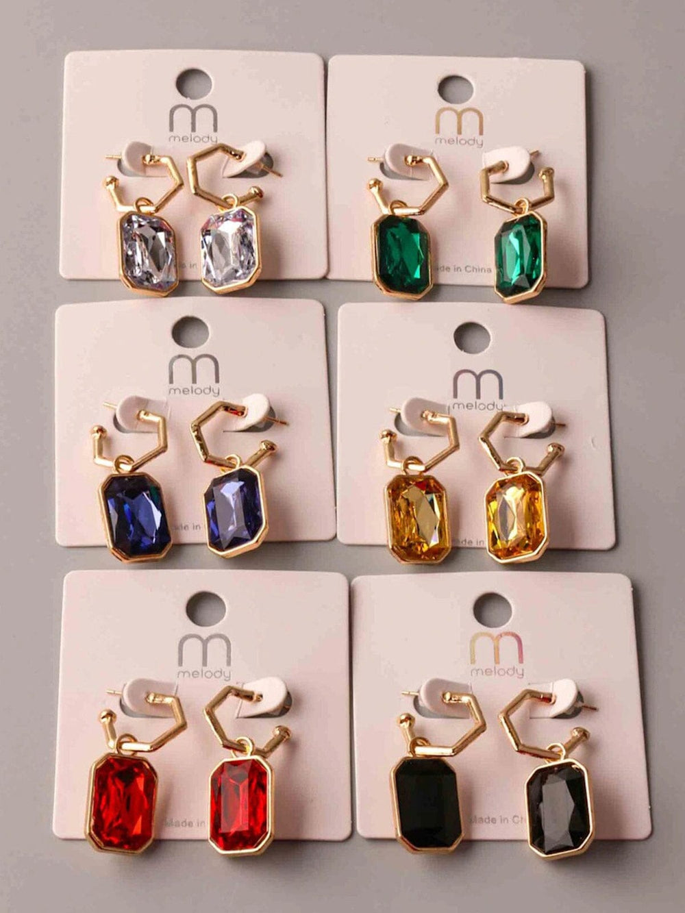 FASHION ASSORTED COLORS STONE EARRINGS