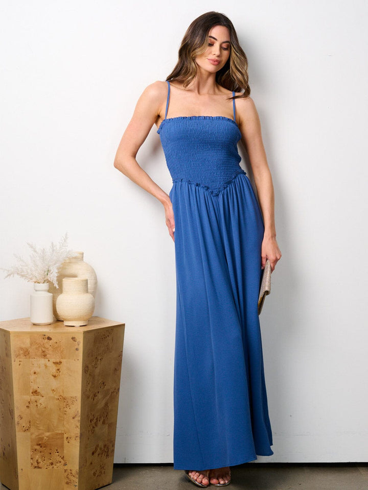 WOMEN'S SLEEVELESS SMOCK WIDE LEG JUMPSUIT