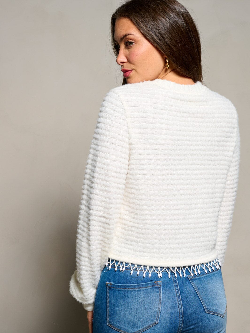 WOMEN'S LONG SLEEVE TRIM DETAILED BLOUSE TOP