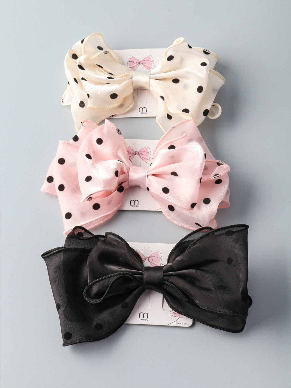 FASHION ASSORTED COLORS BOW POLKA DOTS HAIR CLIPS