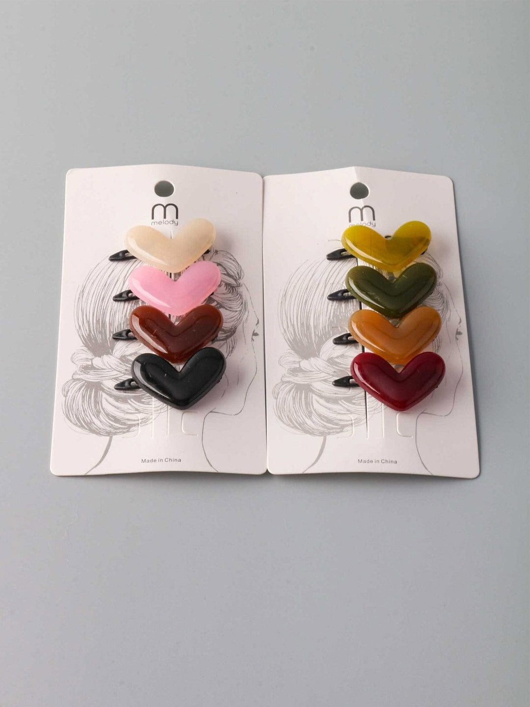 FASHION ASSORTED COLORS HEART HAIR CLIPS