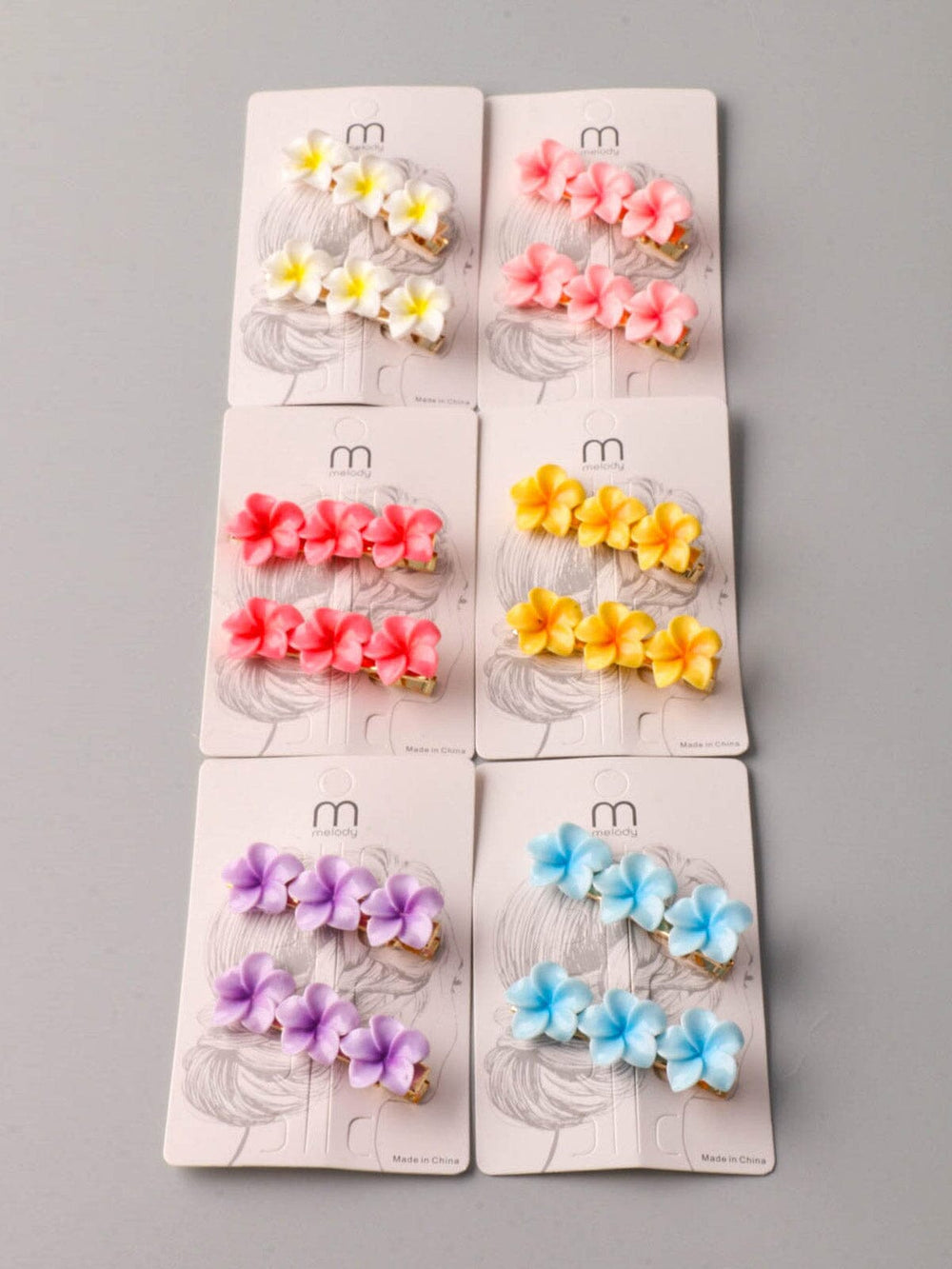 FASHION ASSORTED COLORS FLOWER HAIR CLIPS