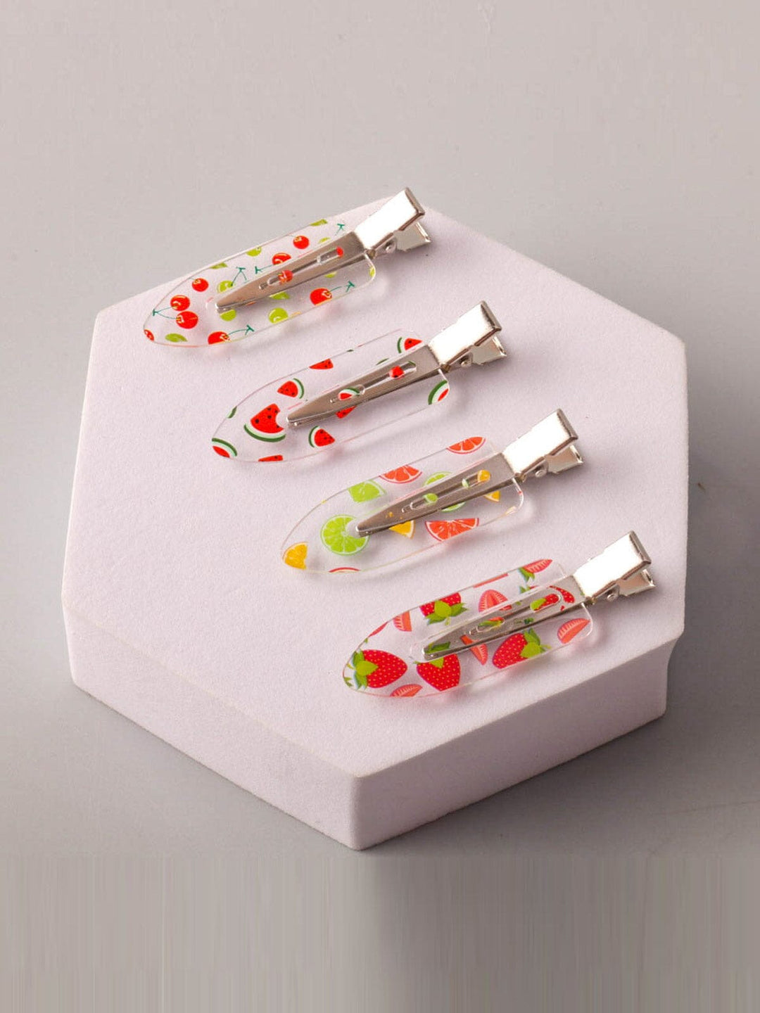 ASSORTED COLORS FRUIT PRINT HAIR BARRETTE