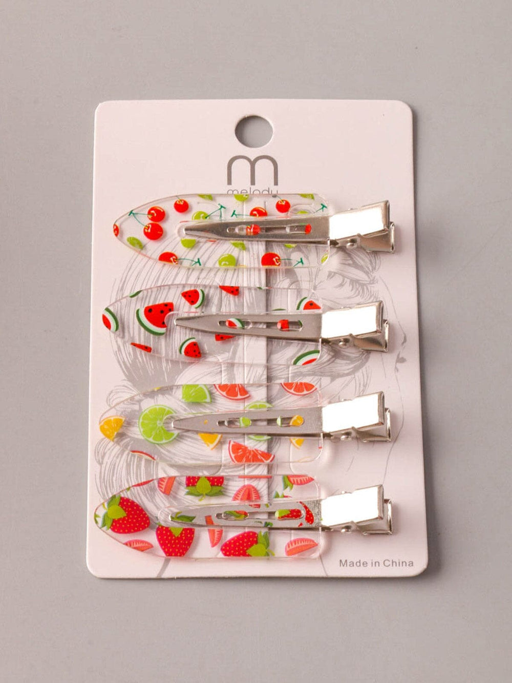 ASSORTED COLORS FRUIT PRINT HAIR BARRETTE