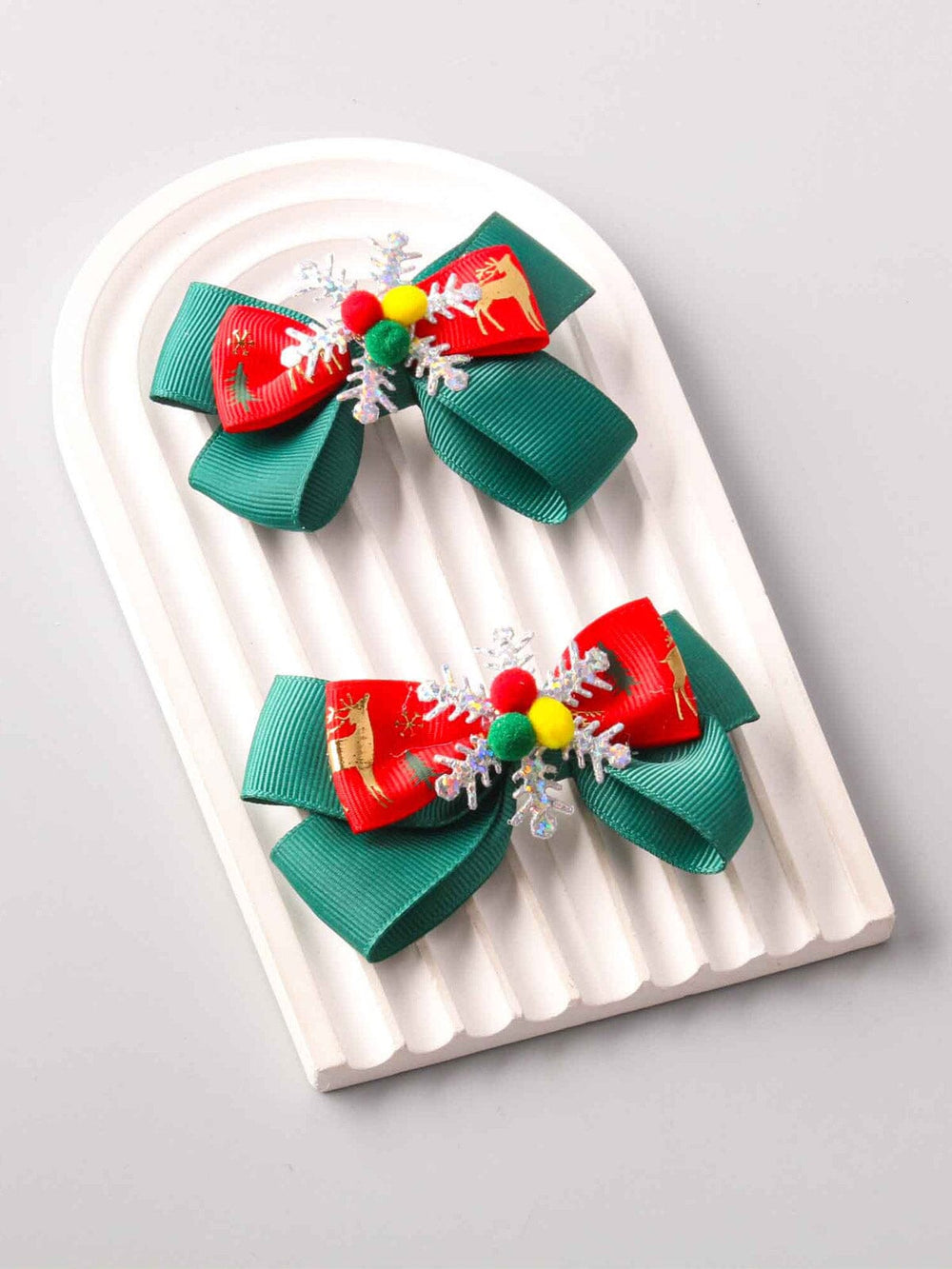 FASHION ASSORTED COLORS HOLIDAY 2PCS SET HAIR CLIPS