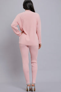 WOMEN'S LONG SLEEVE SWEATER WITH HALTER NECK TANK TOP & ELASTIC WAIST SKINNY LEG PANTS RIBBED 3PC. SET
