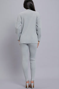 WOMEN'S LONG SLEEVE SWEATER WITH HALTER NECK TANK TOP & ELASTIC WAIST SKINNY LEG PANTS RIBBED 3PC. SET
