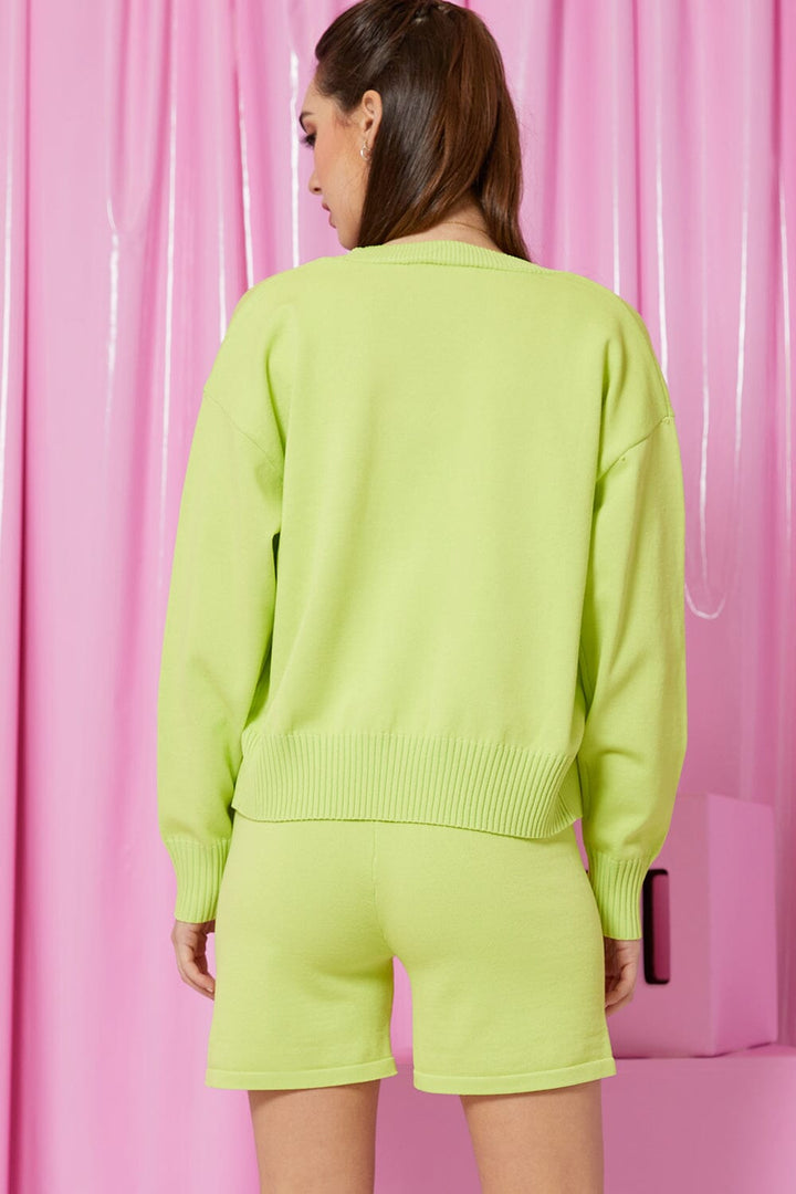 WOMEN'S LONG SLEEVE SWEATER WITH TANK TOP & ELASTIC WAIST SHORTS 2PC. SET