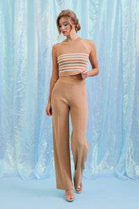 WOMEN'S SLEEVELESS TANK TOP & ELASTIC WAIST PANTS RIBBED COLORBLOCK 2PC. SET