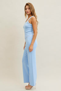 WOMEN'S SLEEVELESS TANK TOP & ELASTIC WAIST PANTS RIBBED 2PC. SET