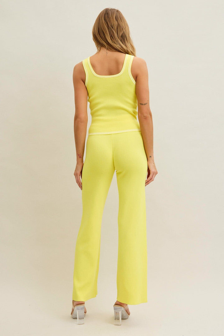 WOMEN'S SLEEVELESS TANK TOP & ELASTIC WAIST PANTS RIBBED 2PC. SET