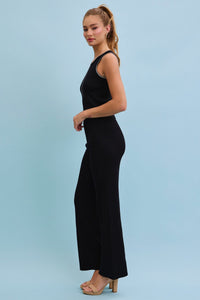 WOMEN'S SLEEVELESS TANK TOP & ELASTIC WAIST PANTS RIBBED 2PC. SET
