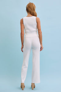 WOMEN'S SLEEVELESS TANK TOP & ELASTIC WAIST PANTS RIBBED 2PC. SET